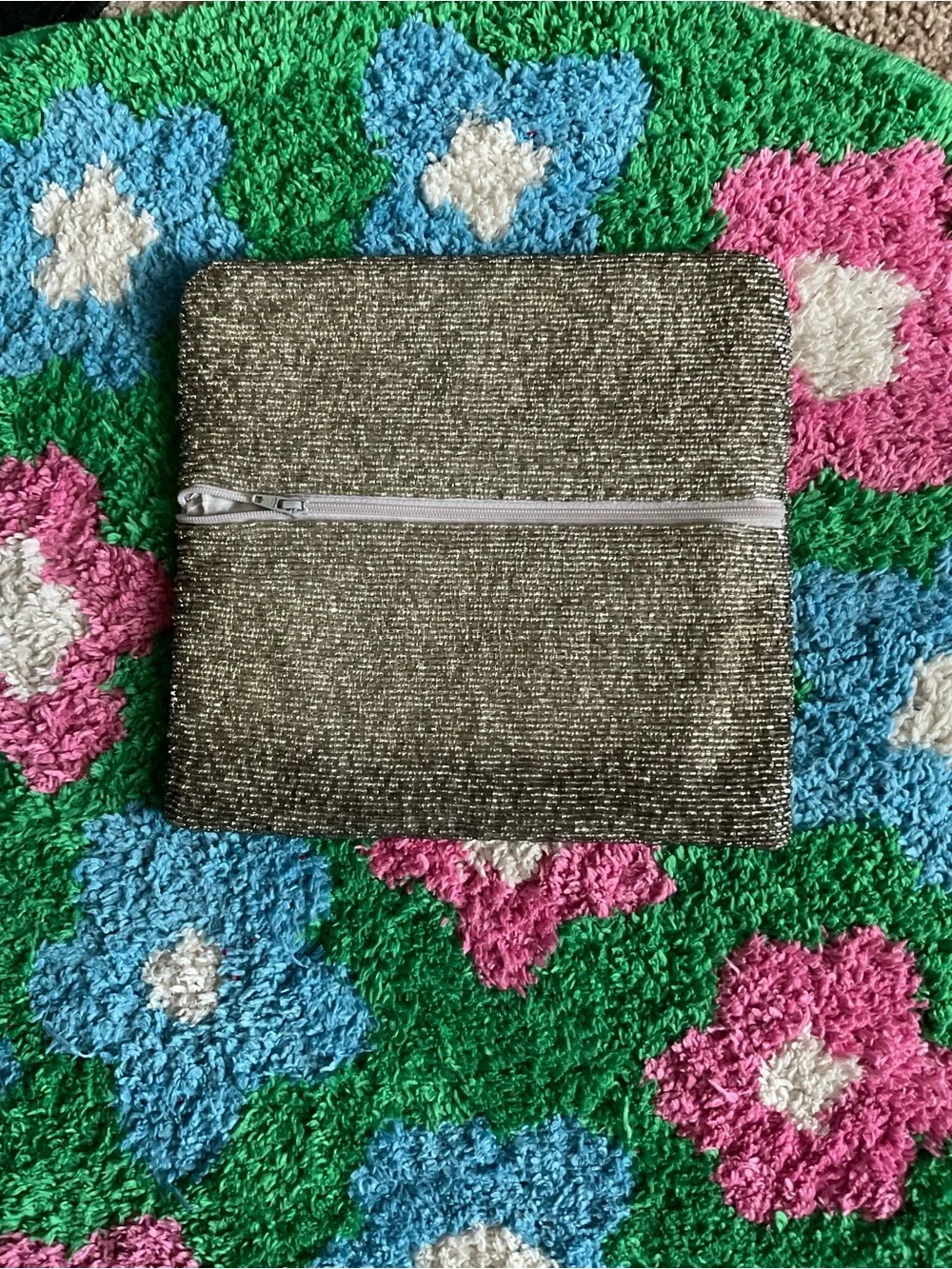 Metallic Gold Zipper Pouch - Women's Bag
